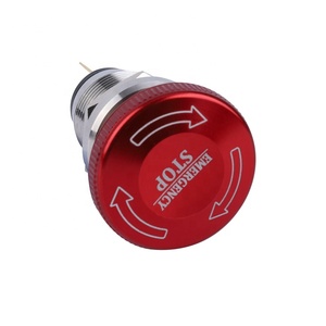Botón Pulsador de Emergencia de 19 mm, Tipo Hongo, Momentáneo, NO/NC, Metálico - Product Image 1