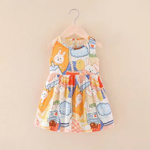 Vêtements d'été pour fillettes, robes mignonnes à imprimé floral, vêtements décontractés en coton pour enfants, prix de gros d'usine - Product Image 5