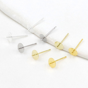 Boucles d'oreilles semi-finies à faire soi-même, y compris des boucles d'oreilles en forme de croix, des boucles d'oreilles à tête plate plaquées or, des boucles d'oreilles à perles, des supports d'oreilles, etc. - Product Image 2