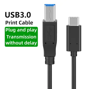 Cabo de dados para impressora tipo C para usb B cabo de extensão de impressora 3.0 5 Gbps