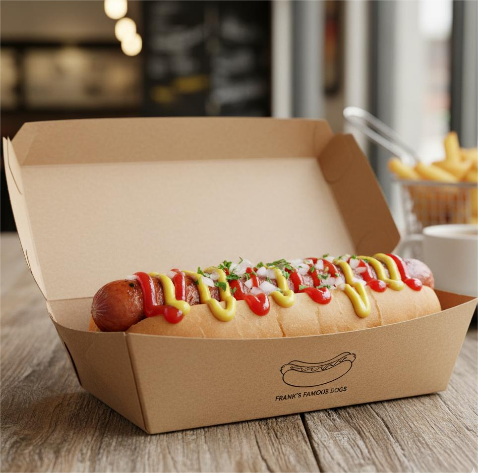 Custom Large White Leakproof Eco-Friendly Food Grade Catering Hot Dog Box French Fry Cake Containers Waffle Paper Plates Bowls