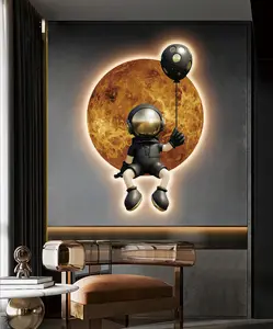 JZ Kids Room Decoration Led Pictures 3D Astronaut Led Light Painting Illuminated Wall Art Painting
