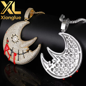 Hip Hop Necklace Moon Pendant Necklace Trippie <b>Red</b> Same Style Exaggerated Funny Fashion Jewelry Accessories - Product Image 6