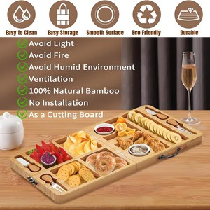 เขียงไม้ไผ่พับได้ Ximulin พร้อมช่องสำหรับใส่ของว่าง ผลไม้ และขนมหวาน - Product Image 2