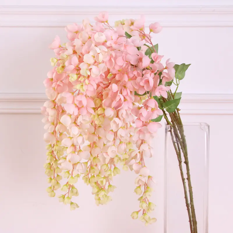 Bunga Pernikahan Buatan Berkualitas Baik Hiasan Dinding 100Cm Bunga Buatan Sutra Bunga Wisteria Dekorasi Pernikahan