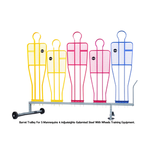 Chariot à roulettes pour 5 mannequins, 4 hauteurs réglables, en acier galvanisé, avec roues, équipement d'entraînement - Product Image 2