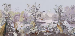 Papier peint chinoiserie avec oiseaux, peintures murales vintage de paons pour le salon, décoration de salon, papier peint <span class=keywords><strong>mural</strong></span> pour fond de télévision - Product Image 4