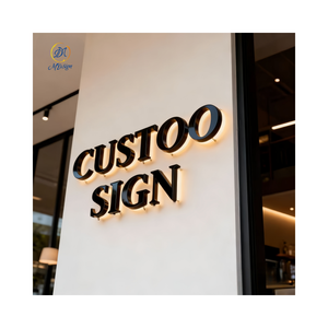 Logo luminoso personalizzato esterno con luce 3D retroilluminato a <span class=keywords><strong>LED</strong></span> con segno lettera in metallo acrilico Custom del negozio di cartelloni pubblicitari - Product Image 3
