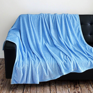Tùy chỉnh 100% polyester hiện đại flannel Chăn siêu mềm 3D kẻ sọc màu rắn cho nhà giường sofa giường và ném - Product Image 3
