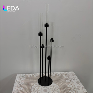 LEDA Factory Direct 6 Arms <b>Tall</b> Black Iron Durable Modern Wedding Table Centerpiece <b>Candlestick</b> Holder Event Party Home - Product Image 1