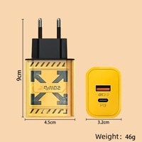 Adaptateur secteur mural compact de voyage 20W transparent avec double port PD Type-C USB-A pour charge rapide