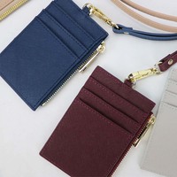 Tempat Kartu Identitas Kulit dengan Tali Leher Polyester, Dompet Resleting, dan Tempat Kartu Kredit untuk Pameran Foto Kerja