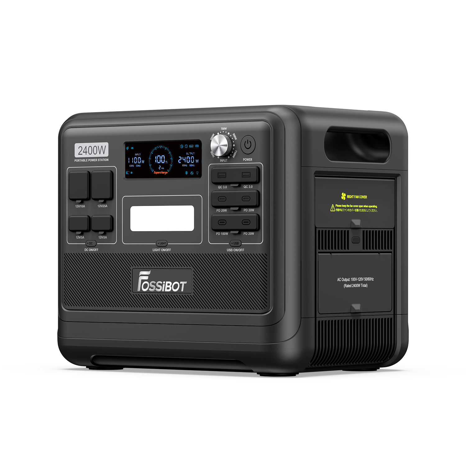 Fossibot F2400 большая емкость 2048Wh 640000 мАч 2400 Вт AC DC уличная Солнечная зарядная станция, электрическая портативная пауэрбанк-станция