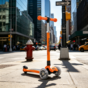 Trottinette à 3 roues pour enfants, <span class=keywords><strong>orange</strong></span> vif, avec roues en PU lumineuses, guidon réglable et système de direction par gravité, nouvelle A6 - Product Image 1