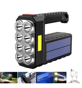ไฟฉาย ABS LED 1600ลูเมนที่ให้ความสว่างสูง IP65ได้4โหมดพลังงานแสงอาทิตย์แบบชาร์จไฟได้สำหรับการค้นหาไฟในที่ทำงาน - Product Image 2