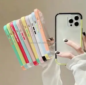 Top Supplier Simple and Creative Solid Color Border TPU Silicone Transparent Camera Protection Phone Case For Iphone Xs Max