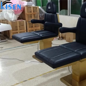 Kisen Factory Wholesale Black Gold Base Customized Color Beauty Salon Massage Spa <b>Electric</b> Adjustable Bed with Face Hole - Product Image 4