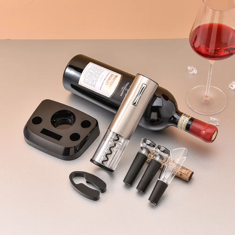 Set di apribottiglie per vino elettrico USB Base ricaricabile Private Label con taglierina per regali di vino