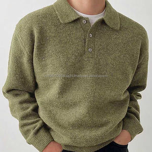 Suéter de cuello polo para hombre, estilo casual y cómodo para otoño e invierno, jersey de punto grueso con solapa, ideal como prenda interior o abrigo. - Product Image 3