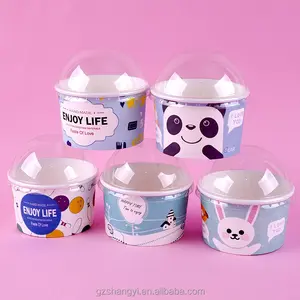 गर्म बिक्री उच्च गुणवत्ता आइस क्रीम कप प्लास्टिक के ढक्कन के साथ आइस क्रीम कप