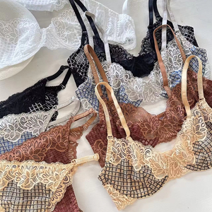 Ensemble de lingerie 2 pièces push-up tendance avec broderie et dentelle, soutien-gorge et culotte sexy respirants - Product Image 6