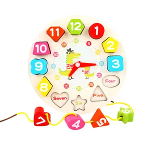 Children Montessori Wooden Clock Toys Hour Minute Second Cognition Colorful Clocks Toys for Kids Early Preschool Teaching Aids