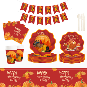 DAMAI - Juego de Vajilla Desechable para Fiesta de Acción de Gracias, Platos de Papel Desechables, Vasos, Servilletas, Decoraciones para Fiestas - Product Image 1