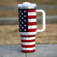 4 colores Día DE LA Independencia Estrellas y rayas 40oz Tumbler Bluing Stars and Stripes Print Handled Thermos Mugs