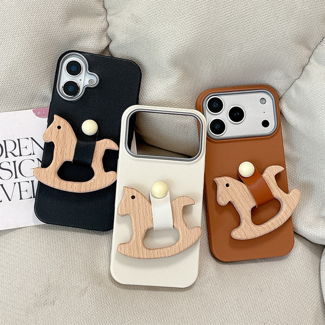 3D Rocking Horse Ring TPU Phone Case for 17 Pro Max Shockproof Creative Simple Design iPhone Cover for 15 16 Plus 14 Wholesale