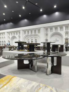 Mesa elíptica de piedra de lujo Muebles de piedra de primera calidad para <span class=keywords><strong>hotel</strong></span> y hogar Mesas de comedor elegantes Fabricante superior - Product Image 4