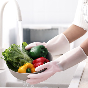Guantes duraderos para lavar platos, herramienta de limpieza de cocina para el hogar, de goma impermeable y gruesa, para tareas domésticas y lavandería, translúcidos - Product Image 2