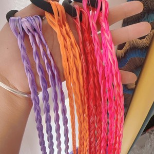 Elastici e fasce per capelli intrecciati per bambine, colorati in plastica/resina, con doppio trama a macchina - Product Image 4