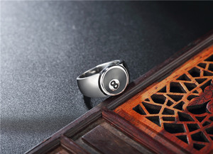 New Personalized Design Hot Selling Men's Titanium Steel Delicate <strong>Ring</strong> Billiard <strong>8</strong> Blank <strong>Ball</strong> Classic <strong>Ring</strong> Wholesale - Product Image 3