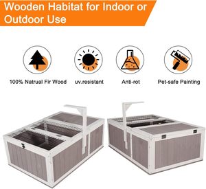 SHUNDA SD1246 <span class=keywords><strong>Habitat</strong></span> pour tortue en bois durable et spacieux, petit enclos pour tortue, intérieur/extérieur, pour reptiles - Gris - Product Image 5