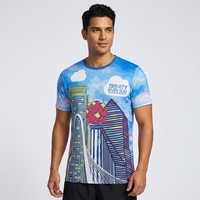 Kaos Pria O-Neck Lengan Pendek Rajutan Solid Full Digital Printing Kasual Ramah Lingkungan Regular Fit Marathon Logo Custom