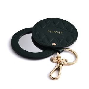 Custom Logo PU Leather Rotatable Hot Stamping Keychain <b>Compact</b> <b>Mirror</b> - Product Image 6