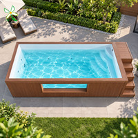 Jacuzzi extérieur minimaliste durable pour jardin, en fibre de verre, monobloc moulé, hors sol.