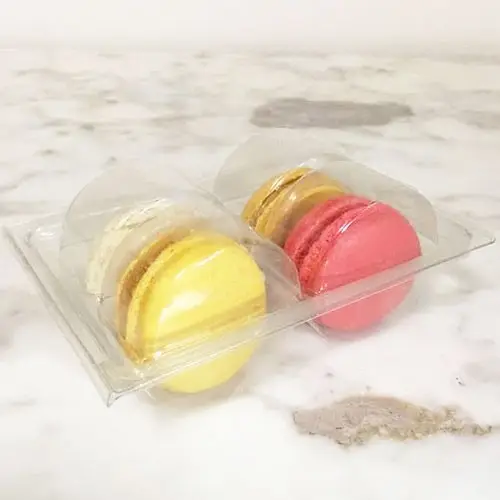 Logo personalizzato di alta qualità RPET chiaro Macaron Blister a conchiglia Macaron che tiene il vassoio di imballaggio della scatola per animali domestici