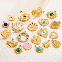 Pendentifs et breloques géométriques tendance, personnalisés, faits à la main, mignons, unisexes, imitation perle, zircon, plaqué or 18 carats PVD, acier inoxydable