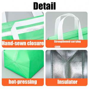 Wholesale Cheap Hot Pressed <b>Lunch</b> Bag Custom Cooler Bag for Snack Bar Takeaway Food Non Woven Insulated Tote Bag - Product Image 4