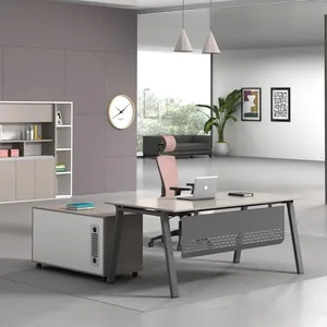 PB Board Customized Full Sets Office Furniture L-shaped Design Desk OEM Steel Factory Direct Executive Modern Panel Wooden