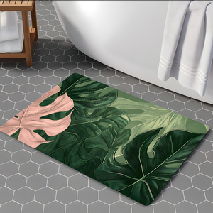 Alfombra de Baño de Diatomita con Diseño de Hoja de Monstera Verde Tropical, Antideslizante y de Secado Rápido Adecuado para Entrada, Baño, Cocina - Product Image 2