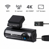 Caméra embarquée double objectif WiFi 4K avec écran IPS 3,2 pouces, GPS et enregistrement en boucle
