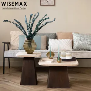 WISEMAX mobilya İskandinav modern oturma odası mobilya mermer sehpa dikdörtgen traverten masa üst kanepe için çay masası yan