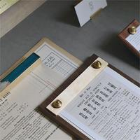 BECORA Porte-documents rustique en noyer et laiton, style ancien, durable, accessoire de bureau, bloc-notes, décoration maison et bureau, porte-menu restaurant, porte-papiers