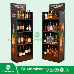 Estantes de exhibición de supermercado personalizados Estante de exhibición de <span class=keywords><strong>metal</strong></span> de 4 niveles Vino Cerveza Bebida Whisky Cócteles Licor Soporte de exhibición de <span class=keywords><strong>metal</strong></span> - Product Image 3