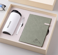 Carnet de notes A5 en similicuir style Dowling avec petit patch, idéal pour le bureau, et coffret cadeau isolant pour tasse à café pour réunions d'affaires