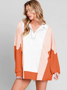 <span class=keywords><strong>Felpa</strong></span> Casual con Maniche <span class=keywords><strong>a</strong></span> Pipistrello in Cotone Personalizzata, Streetwear con <span class=keywords><strong>Collo</strong></span> <span class=keywords><strong>a</strong></span> <span class=keywords><strong>Polo</strong></span> e Blocchi di Colore - Product Image 4