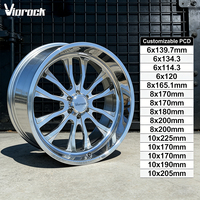 Jantes forgées Viorock en alliage chromé poli 8x210 8x165.1 8x170 10x225 22 24 26 28 30 pouces pour Chevy Silverado Ford F350 DRW