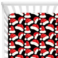 Drap-housse mini imprimé Joyeux Noël en bambou doux et respirant – Drap de lit moderne pour fête et berceau